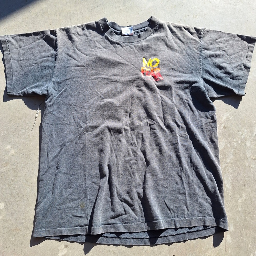 No Fear Vintage Single Stitch John Force Autograph Sunfaded T Shirt XL